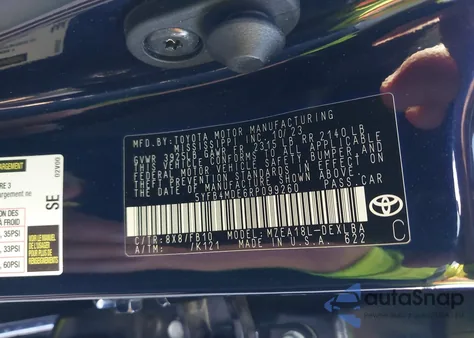 2024 Toyota Corolla Le z USA, uszkodzony, nr VIN 5YFB4MDE6RP099260